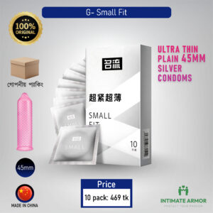 G Small Fit Ultra Thin Plain 45mm Silver Condoms 10Pcs Pack (Brand: MINGLIU)