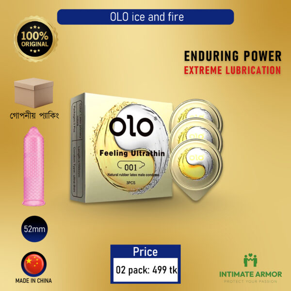 OLO 001 Ice & Fire Condom 1 Pack - 3 Pcs