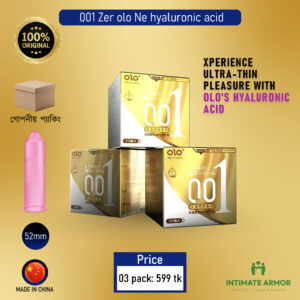 Olo 001 Hyaluronic Acid Long Lasting Condom Gold - 3pcs