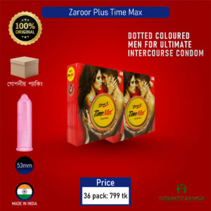 Zaroor TimeMax Climax Control Dotted Coloured Condom - 36Pcs Pack
