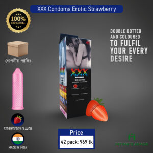 XXX Dotted Strawberry Flavorured Coloured Condom - 42Pcs Pack