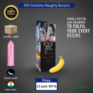 XXX Dotted Banana Flavoured Coloured Condom - 42Pcs Pack