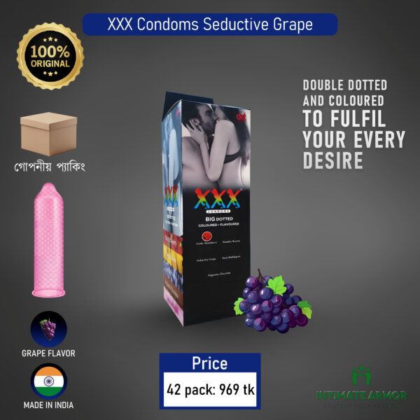 XXX Dotted Grape Flavoured Coloured Condom - 42Pcs Pack