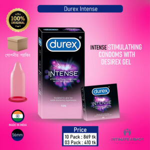 Durex Intense Stimulating With Desirex Gel Dotted and Ribbed Condom - 3 pcs Pack