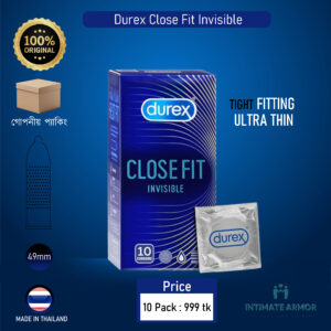 Durex Close Fit Invisible 49mm Small Better Fit Ultra Thin Condom - 10Pcs Pack