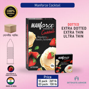 Manforce - Cocktail Condoms with Dotted-Rings Strawberry & Vanilla Flavored - 10 Pieces