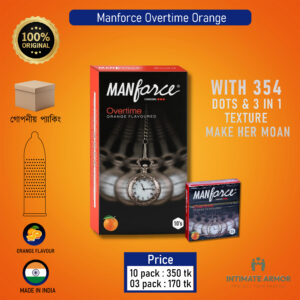 Manforce Overtime Orange Flavoured 3in1 (Ribbed, Contour, Dotted) Condoms - 3pcs Pack (Made in India)