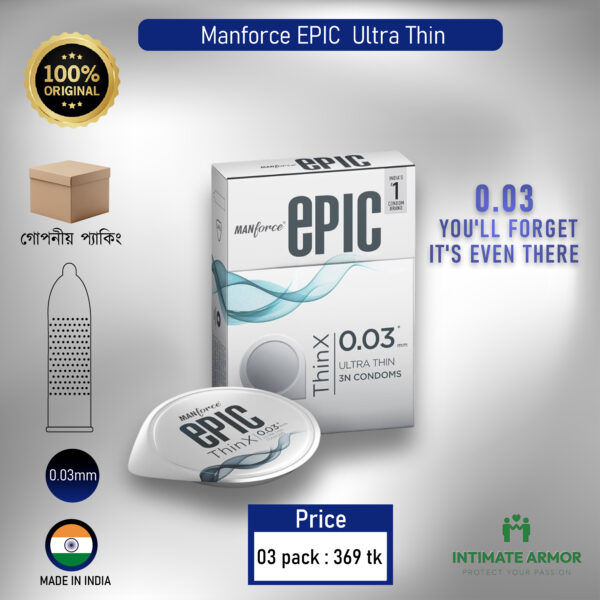 Manforce Epic ThinX 0.03 mm Thickness Ultra Thin Condom - 3Pcs Pack