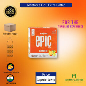 Manforce Epic Passion Extra Dotted 1800 Square Dots Premium Condom - 3Pcs Pack(India)