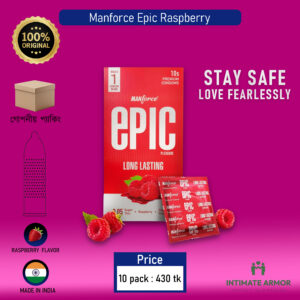Manforce Epic Raspberry Long Lasting Super Thin 0.5mm Premium Condom - 10Pcs Pack(India)