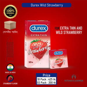 Durex Extra Thin Wild Strawberry Flavoured Condom - 10 Pcs Pack