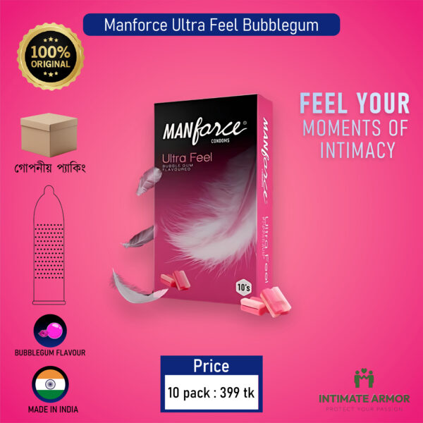 Manforce Ultra Feel Bubblegum Flavoured Condoms 10's Pack