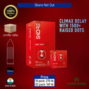 Skore Not Out Climax Delay Dotted Condoms - 10pcs Pack (Made in India)