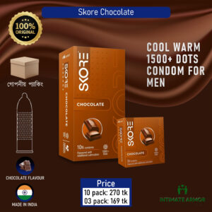 Skore Chocolate Flavoured 1500+ Dots Condoms 3's Pack