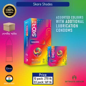 Skore Shades Assorted Colours 1500+ Dotted Condom - 10Pcs Pack(India)