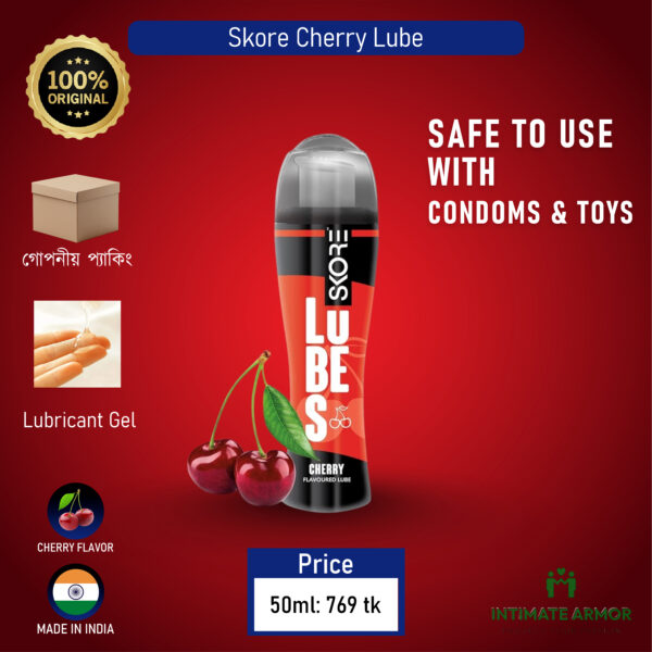 Skore Cherry Flavored Lube Water Based Lubricant Gel for Men & Women - 50ml