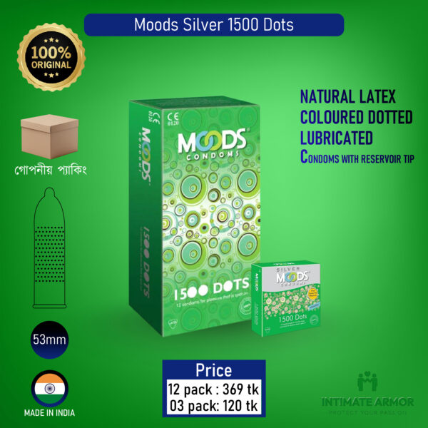 Moods Silver 1500 Dots Condoms 12's Pack